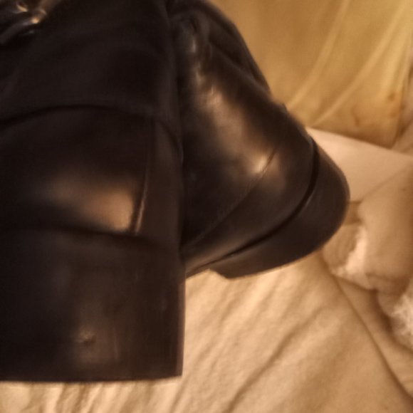 Michael Kors Black leather Riding Boot side zip logo size 9m - Picture 4 of 5